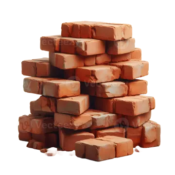 a pile of bricks on a white background