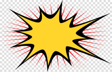 a yellow explosion with black and white background