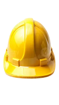 a yellow hard hat on a white background