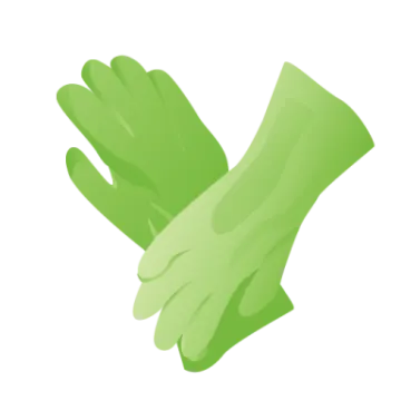a pair of green gloves