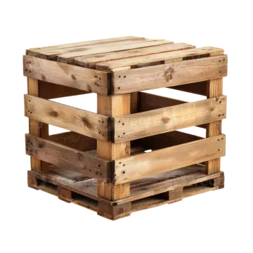 a wooden crate on a white background