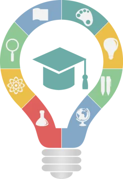 a light bulb with a graduation cap in the middle