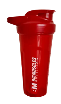 a red shaker cup with a straw lid