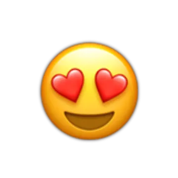 a smiley face with hearts in the eyes