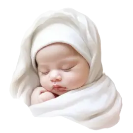 a baby wrapped in a white blanket