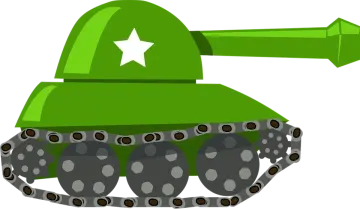 a green tank with a star on the top