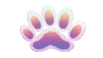 a pink and purple paw print on a white background