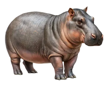 a hippo is standing on its hinds