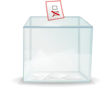 a ballot box with a red check mark on it