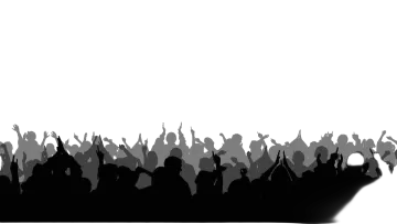 a crowd of people silhouetted against a white background