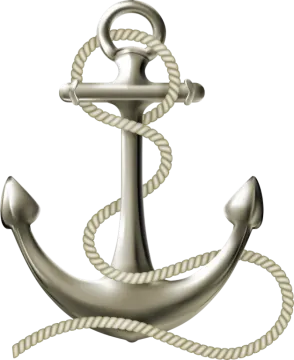 an anchor with rope on white background