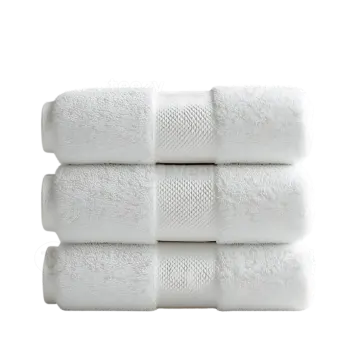 a stack of white towels on a white background