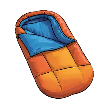 an orange and blue sleeping bag