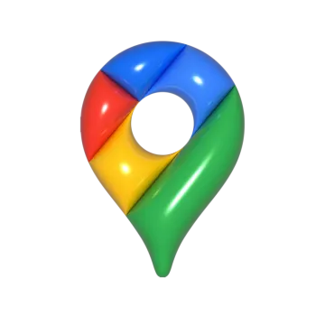 a google map pointer with the google logo
