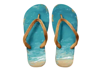 a pair of flip flops on a white background