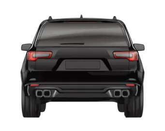 the rear view of a black suv