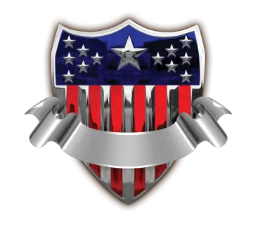 a shield with the american flag on it