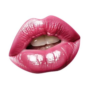 a close up of a pink lipstick