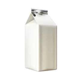 a white milk container with a metal lid