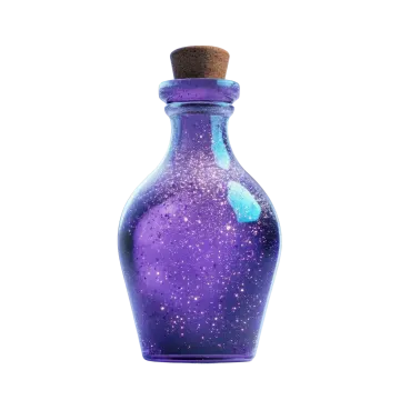 a purple and blue bottle with stars on it