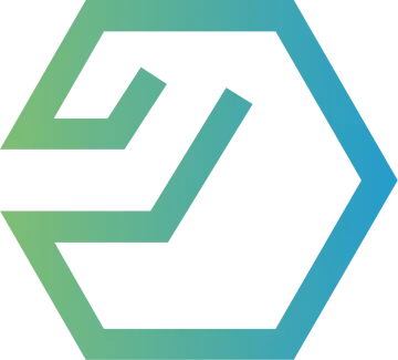 a hexagon logo with a hexagon in the middle
