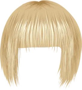 a woman with blonde hair and bangs