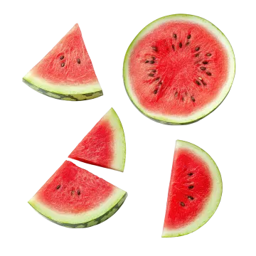 four slices of watermelon