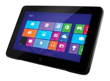a tablet with windows on the screen