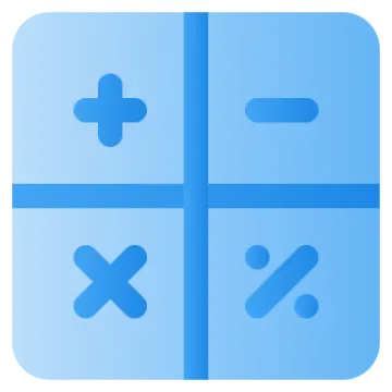 a blue square icon with four squares and two crosses