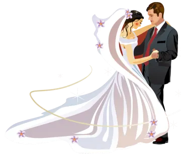 a bride and groom dancing together