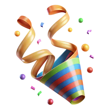 an image of a party hat with streamers