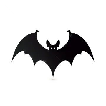 a black bat icon on a white background