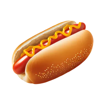 a hot dog with mustard on a white background
