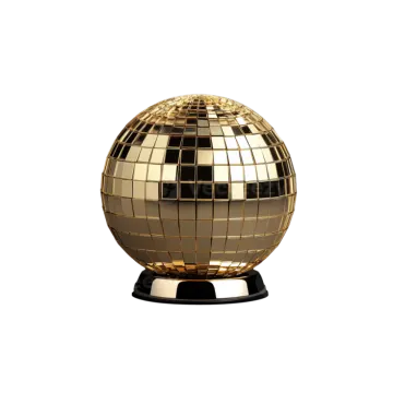 a golden disco ball on a white background