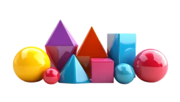 a group of colorful 3d shapes