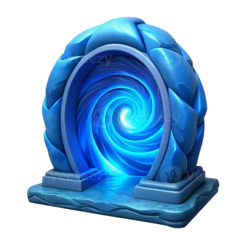 a blue stone with a spiral design on it