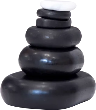 a stack of black and white rocks