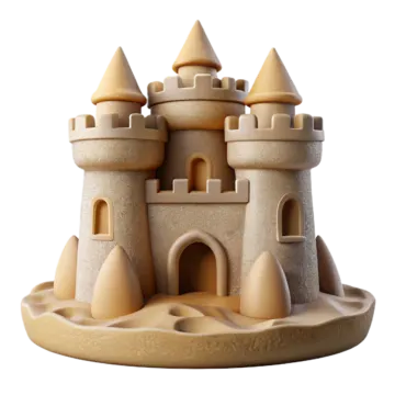 a sand castle on a white background
