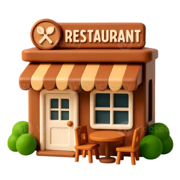 a small restaurant with a table and chairs