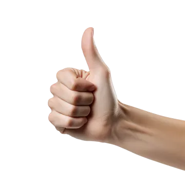 a person's hand giving a thumbs sign