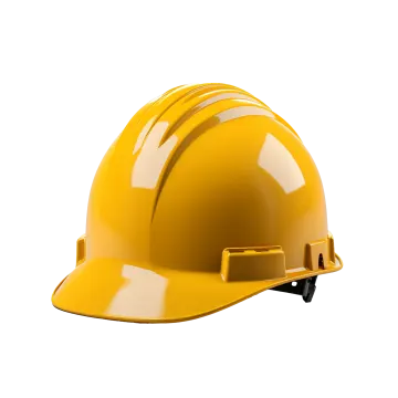 a yellow hard hat on a white background