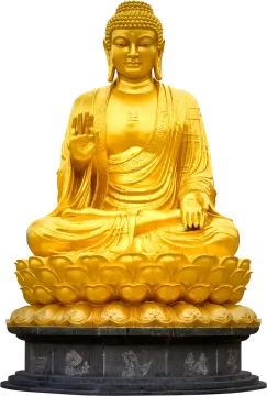 golden buddha statue on white background