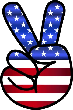 a peace sign with the american flag on it
