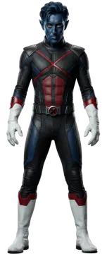 a man in a black and red costume