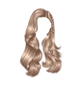 a long blonde hair with braids on a white background