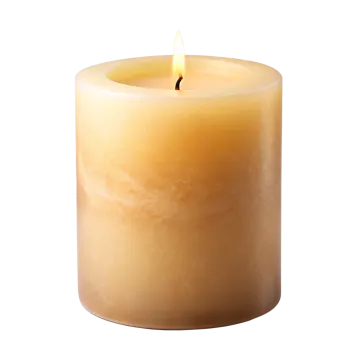 a lit candle on a white background