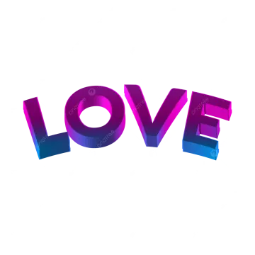 the word love in purple and blue on a white background