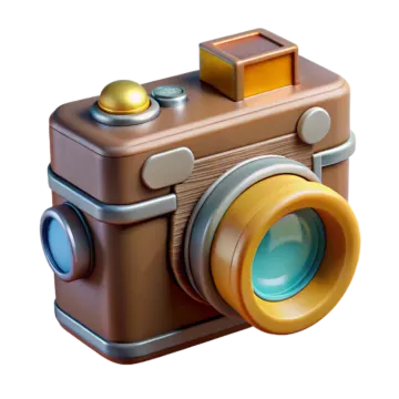 a brown camera on a white background