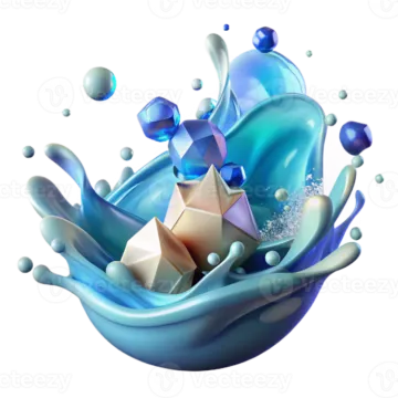 a splash of water with blue and white colors