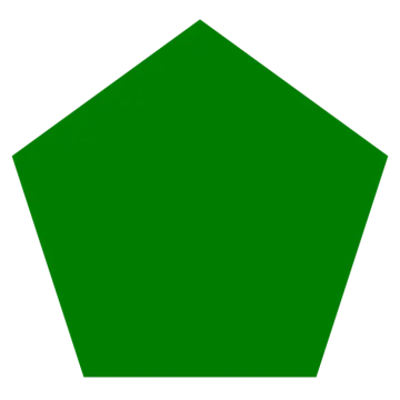 a green pentagon with a white background